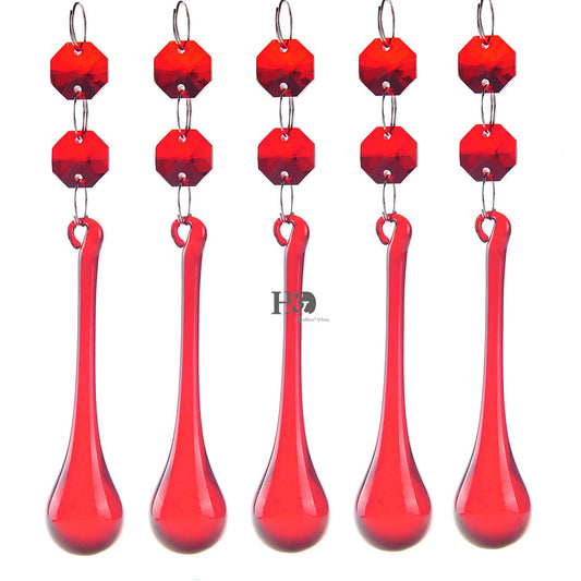 Crystal Glass Hanging Raindrops Lighting Ornament Chandelier Prism Part 5.3*0.8"