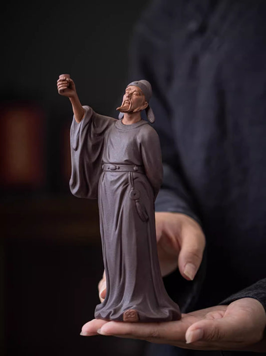 Chinese Poet Li Bai Statue Zi Sha Clay Figure
