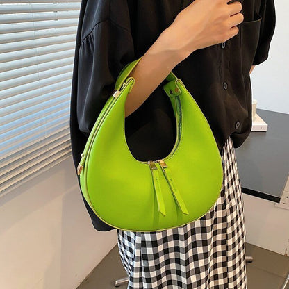 Handbags Wallets Women PU Leather Shopper Half Moon Totes Bags