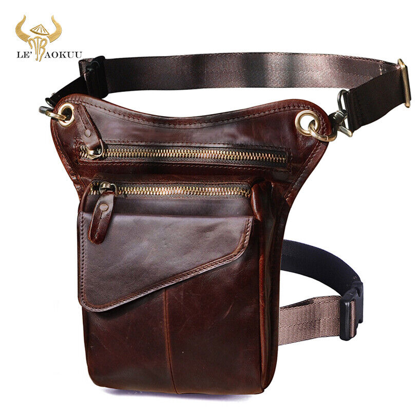 Real Leather Casual Shoulder Messenger Bag Fashion Waist Belt Pack Drop Leg Bag