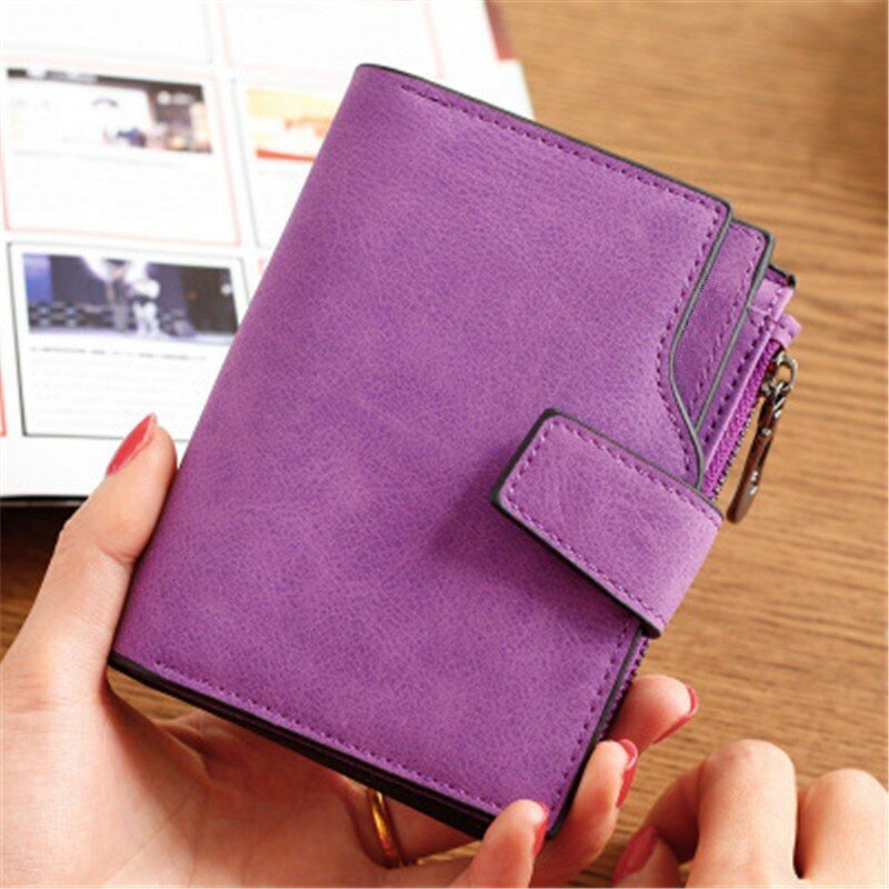 Ladies Billfold Female Purse Cash Clip Leather Multi-card Clamps Women's Wallet