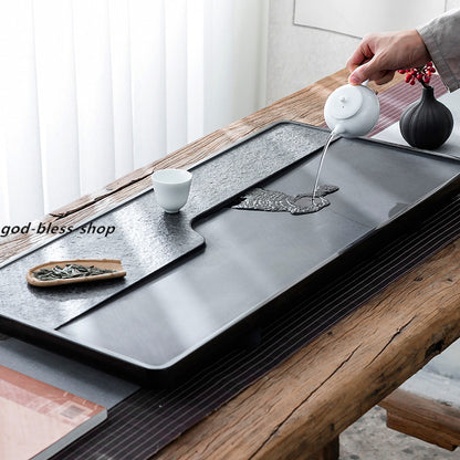 Complete Stone Tea Tray Heavy Black Stone Tea Table Simple Design Water Draining