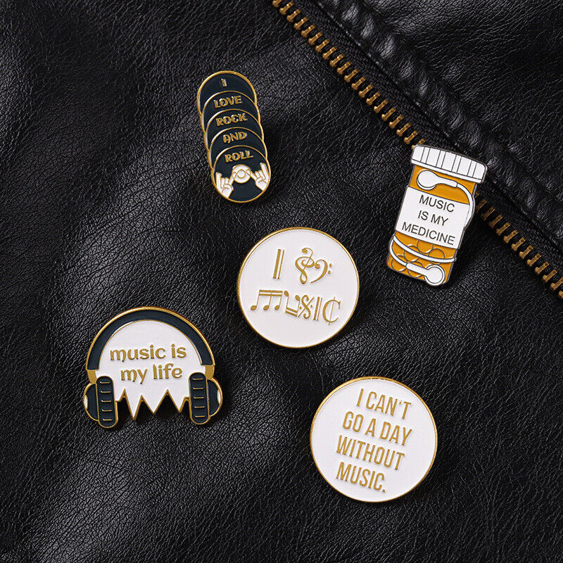 1PCS Music Life Enamel Pins CD Rock Roll Brooch Bag Hat Lapel Pin Badge Jewelry