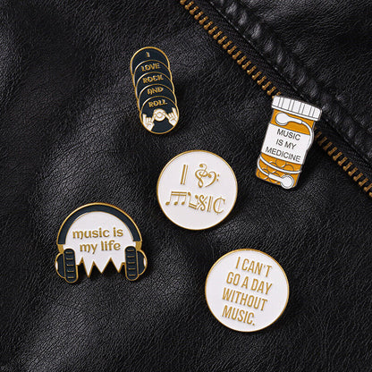 1PCS Music Life Enamel Pins CD Rock Roll Brooch Bag Hat Lapel Pin Badge Jewelry