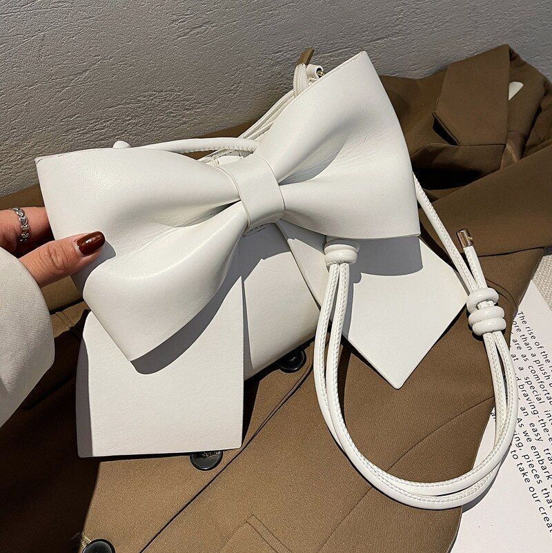Textured Shoulder Underarm Bag Messenger Purse Bow Small Pouch 23*6*17 CM Zipper