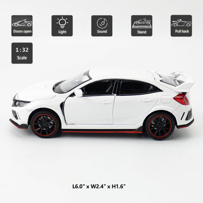1/32 Honda Civic Type R Model Car Diecast Toy Cars Boys Toys Kids Gifts White
