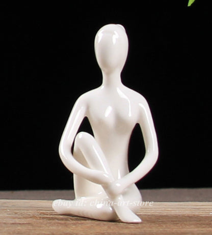 Fine China Ceramics White Porcelain Kung Fu Yoga Beauty Beautiful Woman Statue F