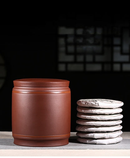 7 Layers Tea Cainster With Lid Real Yixing Zisha Jar For Pu'er Tea Cake Sealed