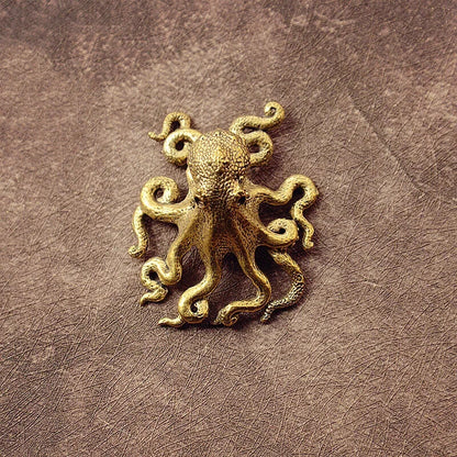 Small Octopus Statue Metal Brass Tea Pet Table Ornament Home Decorations Tea Set