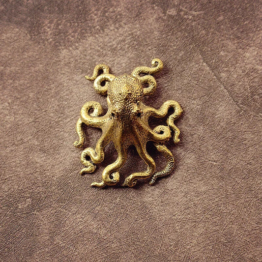 Small Octopus Statue Metal Brass Tea Pet Table Ornament Home Decorations Tea Set