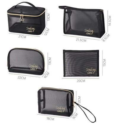 Mesh Cosmetic Bag Makeup Black Zipper Pouch Traveling Storage Toiletry Bags 1 PC