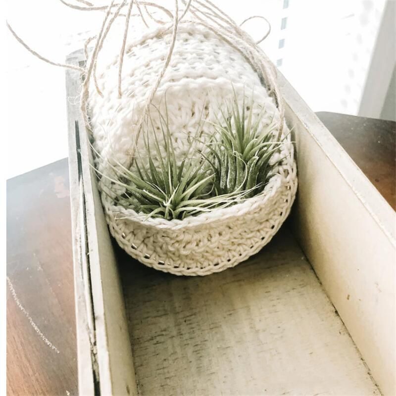 Air Plant Holder Cotton Hand Weaving Multicolor Macrame Bohemian Planter 10-15cm