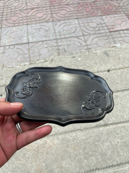 Exquisite Hand-carved Chinese Rosewood Bat Pattern Tea Tray