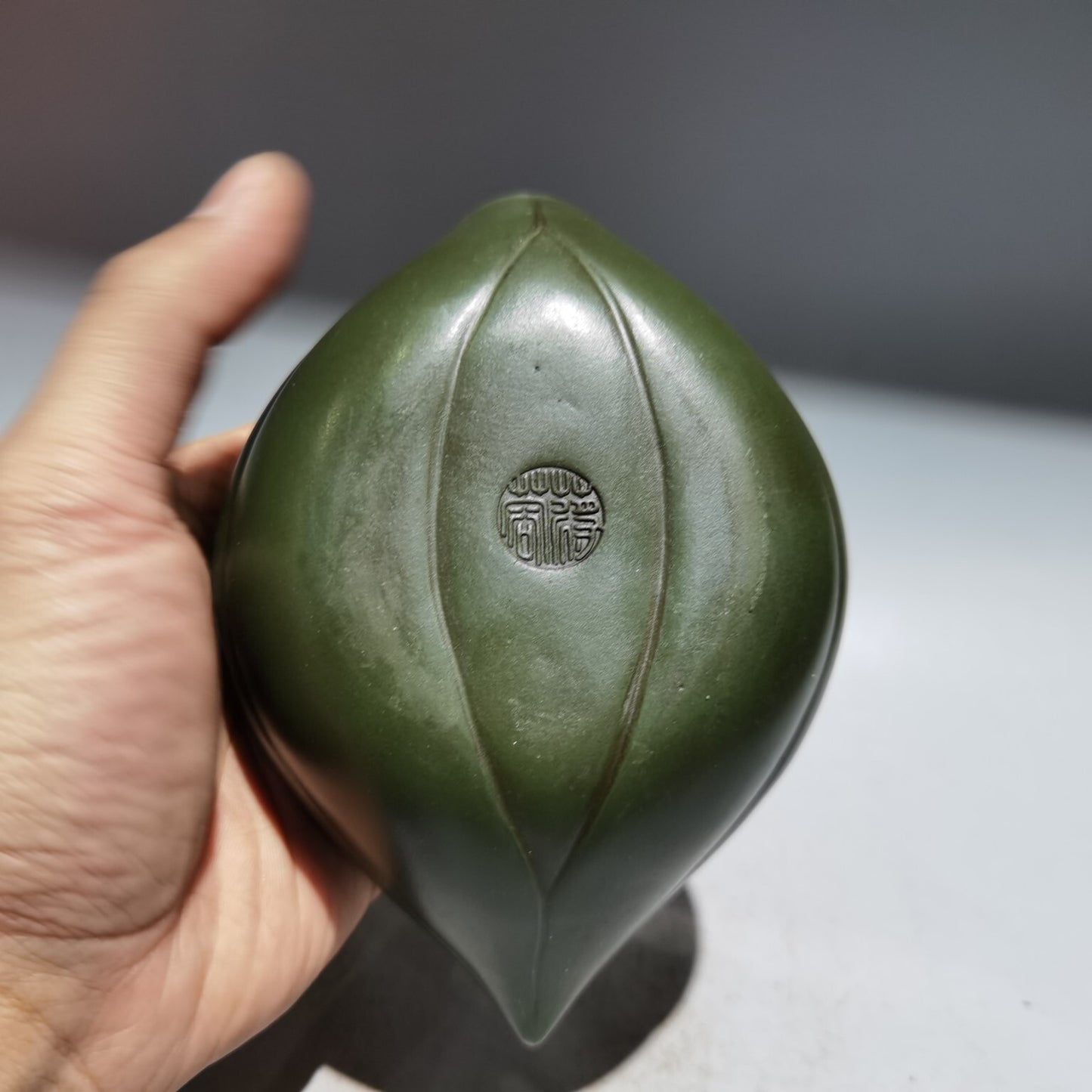 6.2"chinese Yixing Zisha Pottery Green Clay 280cc Hand Made Bamboo Cicada Teapot