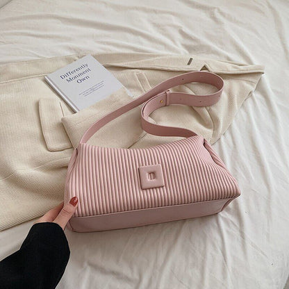 Shoulder Side Bags for Women PU Leather Small Bag Pleats Handbags and Purses