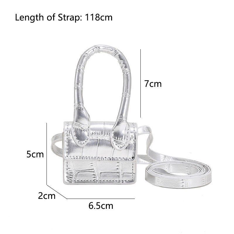 Small Square Shoulder Bag Handbag Crossbody White Black Synthetic Leather Purse