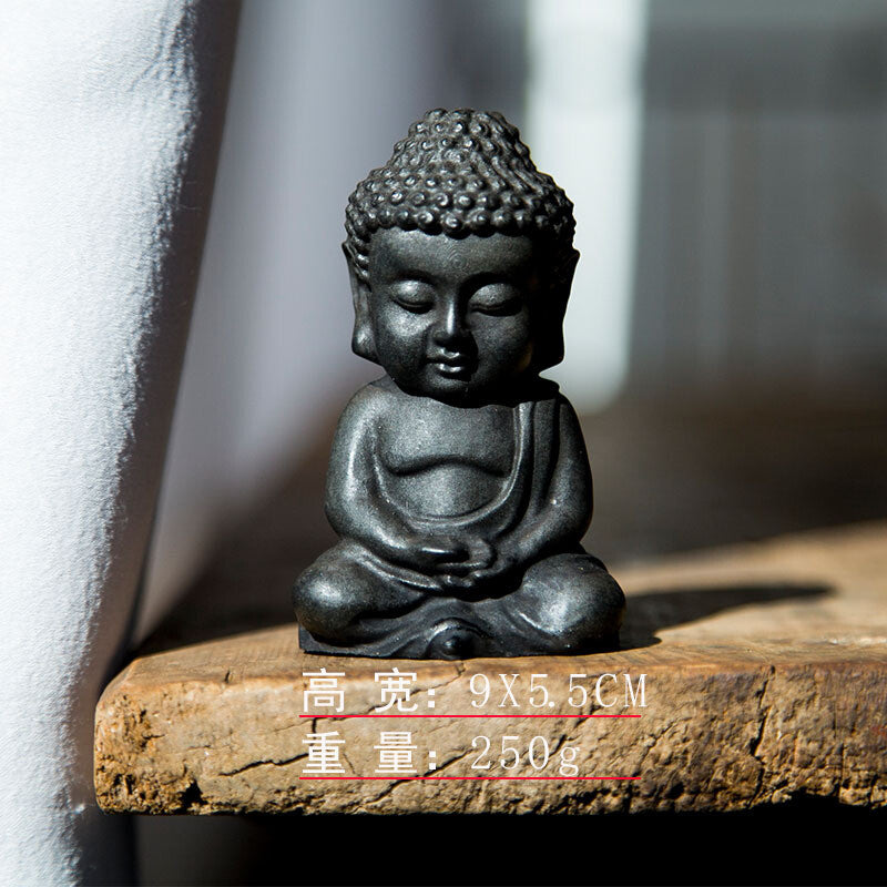 Chinese Iron Rust Shakyamuni Tathagata Buddha Statue Tea Pet Decor Collection