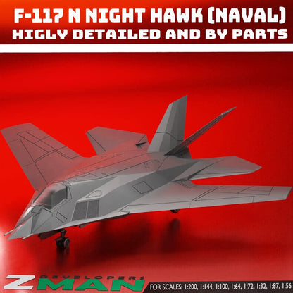 1/144 U.S. Navy-type f117N Nighthawk Stealth Bomber Unpainted Model 3D Printed