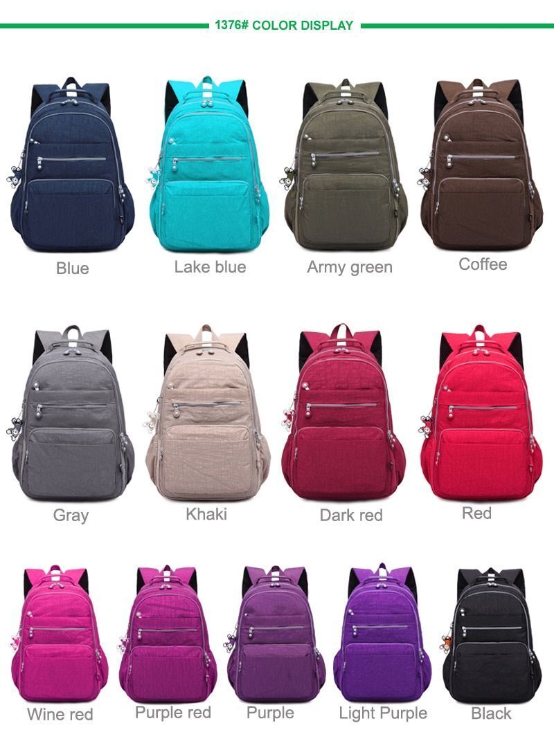 Backpack Anti-theft Waterproof School Bag Luxury Rucksack Nylon Purple/Pink/Blue