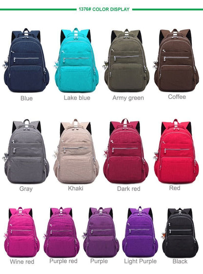Backpack Anti-theft Waterproof School Bag Luxury Rucksack Nylon Purple/Pink/Blue