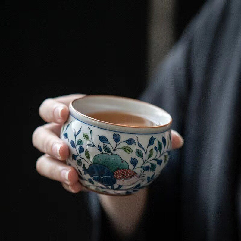 Vines Vintage Flowers Tea Cup Ceramic Antique Coffee Cup