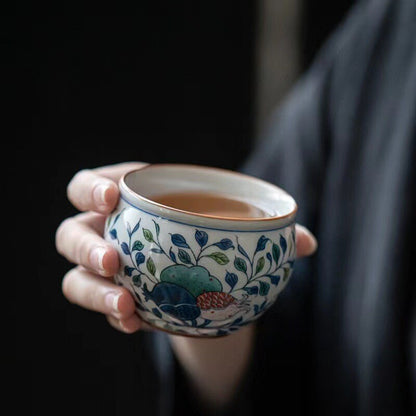 Vines Vintage Flowers Tea Cup Ceramic Antique Coffee Cup