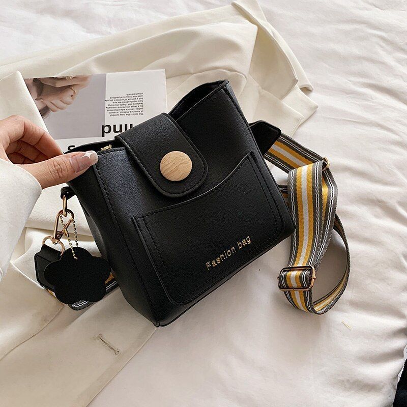 Small Bucket Shoulder Bag Synthetic Leather Messenger Bag Crossbody Bags Casual