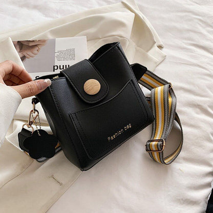 Small Bucket Shoulder Bag Synthetic Leather Messenger Bag Crossbody Bags Casual