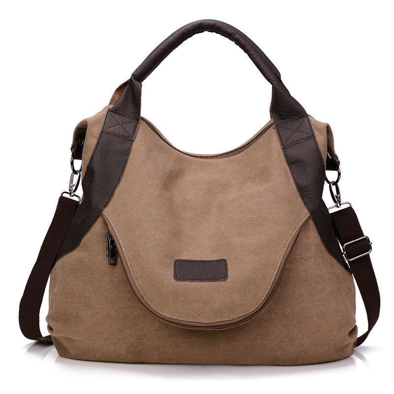 Women Ladies Large Pocket Casual Shoulder Cross body Handbags Canvas Leather Bag