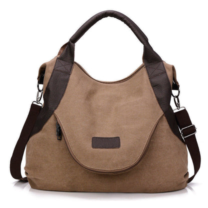 Women Ladies Large Pocket Casual Shoulder Cross body Handbags Canvas Leather Bag