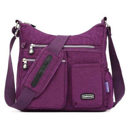 Fashionable Nylon Shoulder Bag Zipper Pocket Messenger Bag Waterproof Crossbody