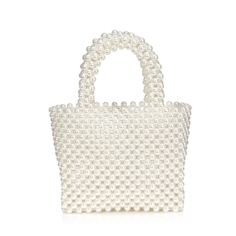 Handmade Pearl Bag Beaded Box Retro Acrylic Plastic Tote Bag Luxury Dinner Bag