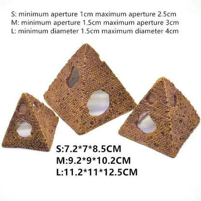 Aquarium Ornaments Resin Pyramid Landscape Shrimps Shelter Fish Tank Decorations