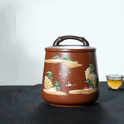 China Tea Caddy True Yixing Zisha Sealed Canister & Lid Handmade For Loose Tea