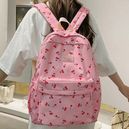 Floral Print Traveling Backpack School Laptop Bag College Purse 31*11*41 CM Pink