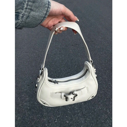 Vintage Leather Shoulder Bag Pentagram Design Hobos Handbags Underarm Bags Purse