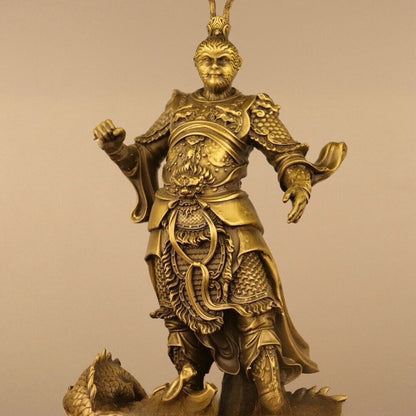 15'' Purple Bronze Gold Monkey King Dragon Sun Wukong Statue