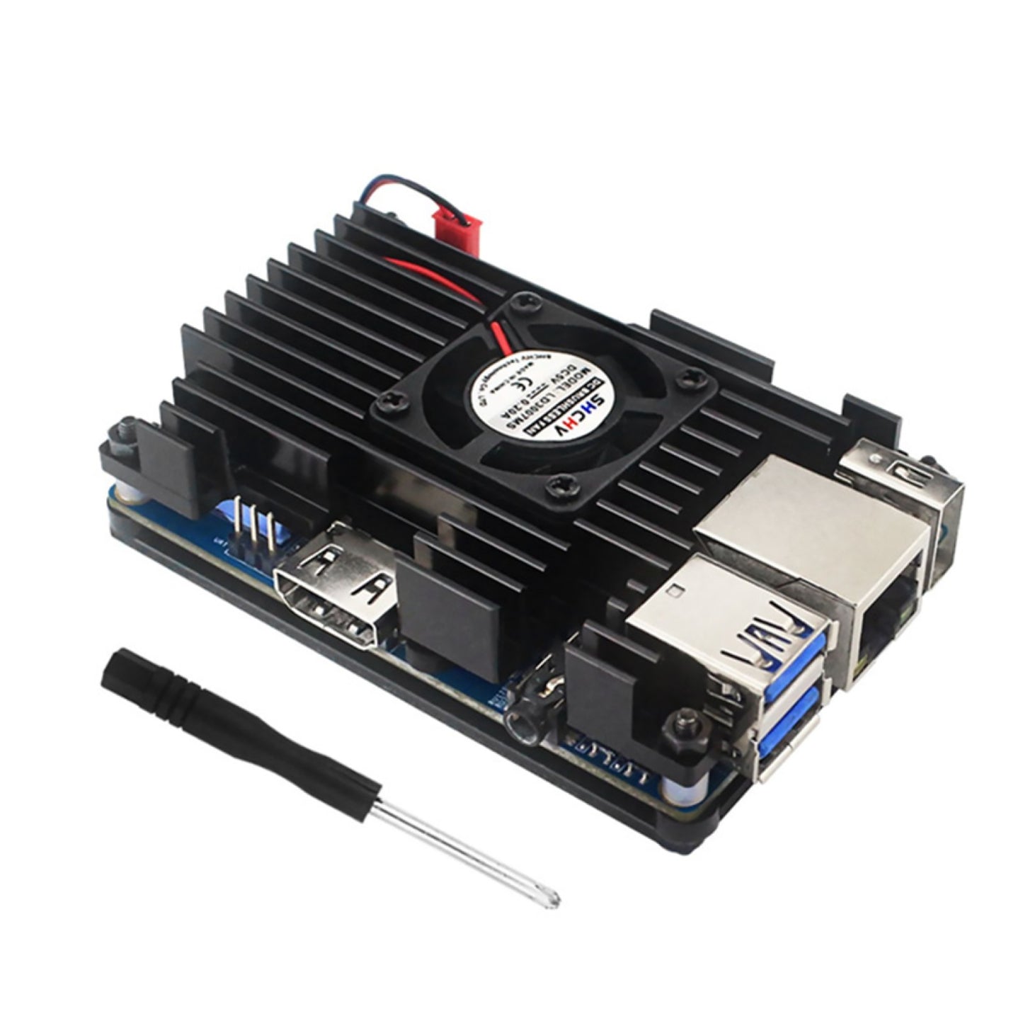 T Aluminum Case with Active Passive Cooling Fan Heatsink Set for Orange Pi 3 LTS