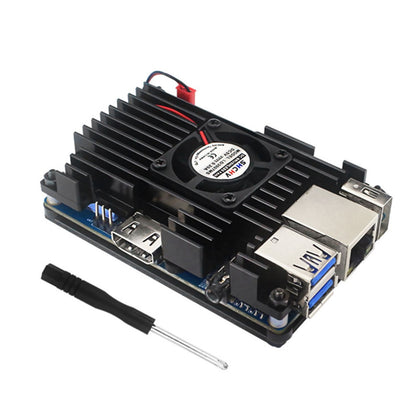 T Aluminum Case with Active Passive Cooling Fan Heatsink Set for Orange Pi 3 LTS