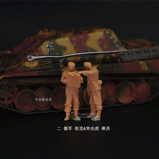 1/72 1/64 1/87 German Tank Assault Tiger Crew 2-Persons Unpainted Model Toys
