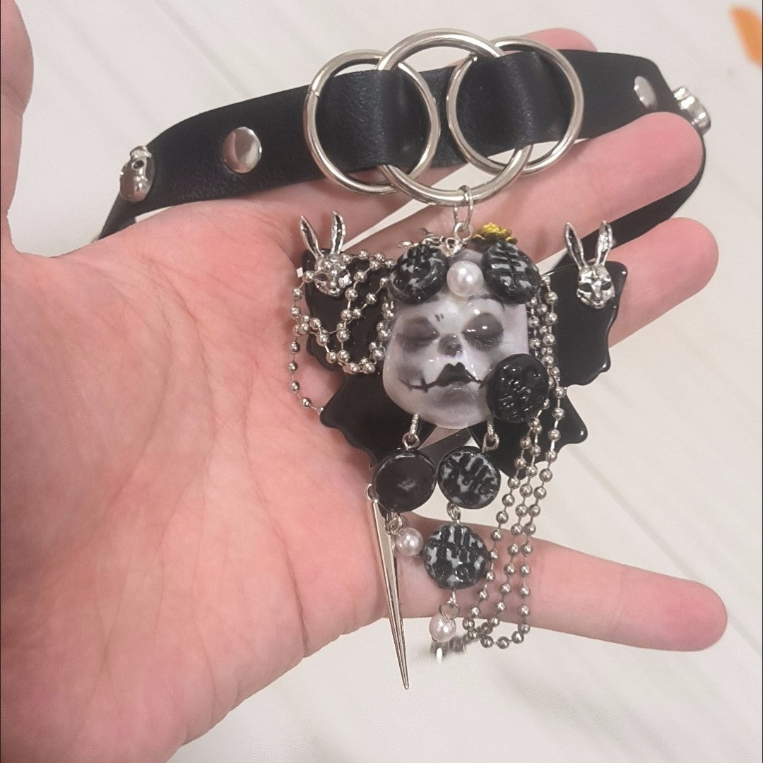 Original Gothic Dark Punk Butterfly Doll Choker Handmade Necklace