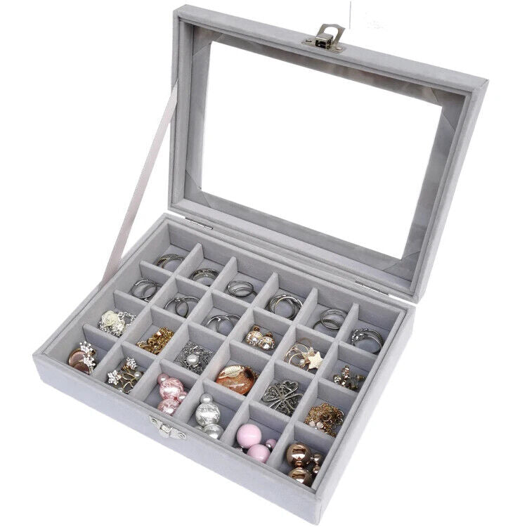 Jewelry Storage Box Velvet Flannel Cover Bracelet Necklace Organizer 21x12.3x5cm