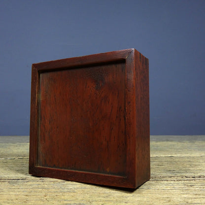Vintage Rosewood Pull-Out Box, Inlaid Abalone & Gemstones, 12cm