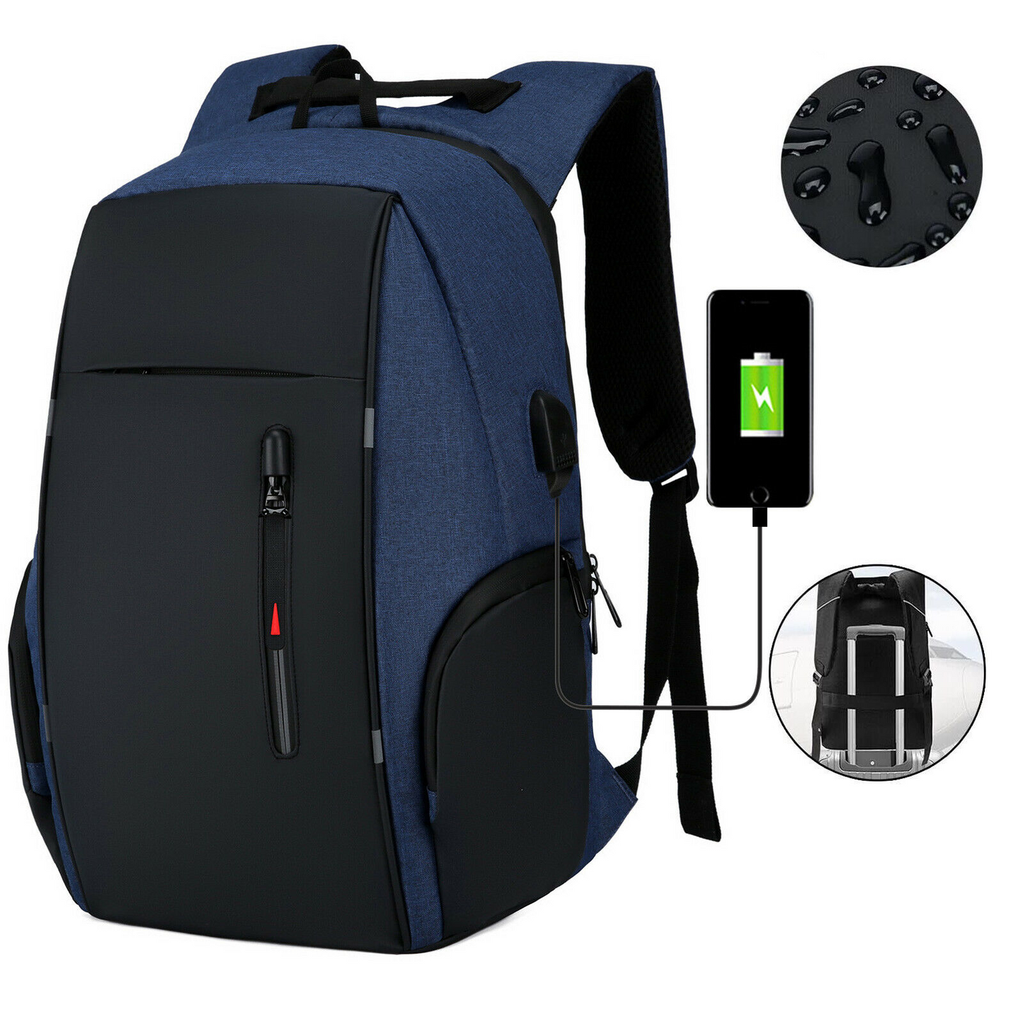 Men Women 17'' Backpack Bookbag School Travel Laptop Rucksack Zip Bag USB Port