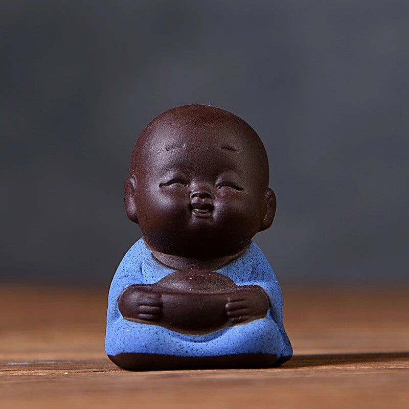 1PCS Purple Clay Small Buddha Statue Monk Figurine Boutique Tea Pet Tea Set