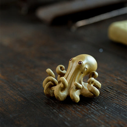 Full Handmade Artware Ornament Yixing Zisha Duan Clay Tea Pet Octopus Statue New