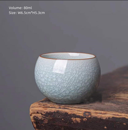 One Cup Porcelain Crackle Glaze Tea Cup Chinese Kungfu Cup Celadon Ceramic Cups