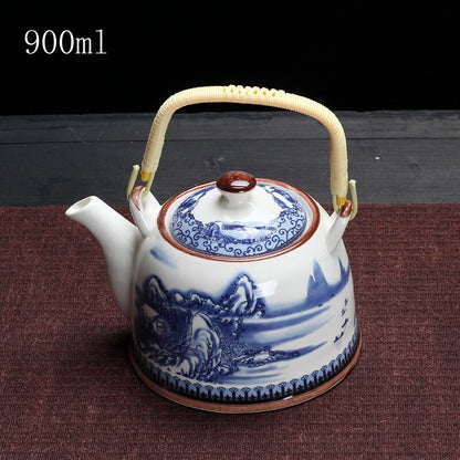 900ml China Porcelain Teapot With Strainer Net High Capacity Tea Pot For Hotel
