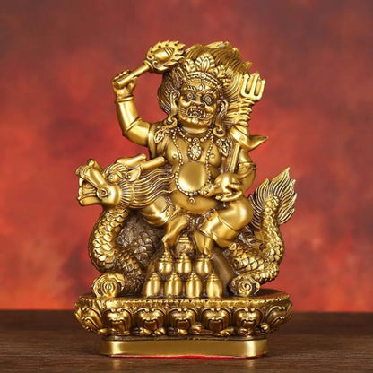 16cm Chinese Copper God of Wealth Ornaments Buddha Statue Home Bronze Statue