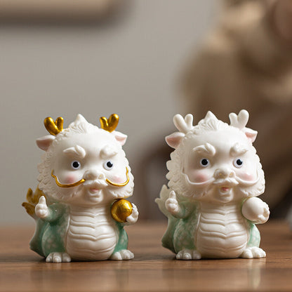 Mascot Statue Dragon Handmade Artware Porcelain Tea Pet House Warming Gift Small